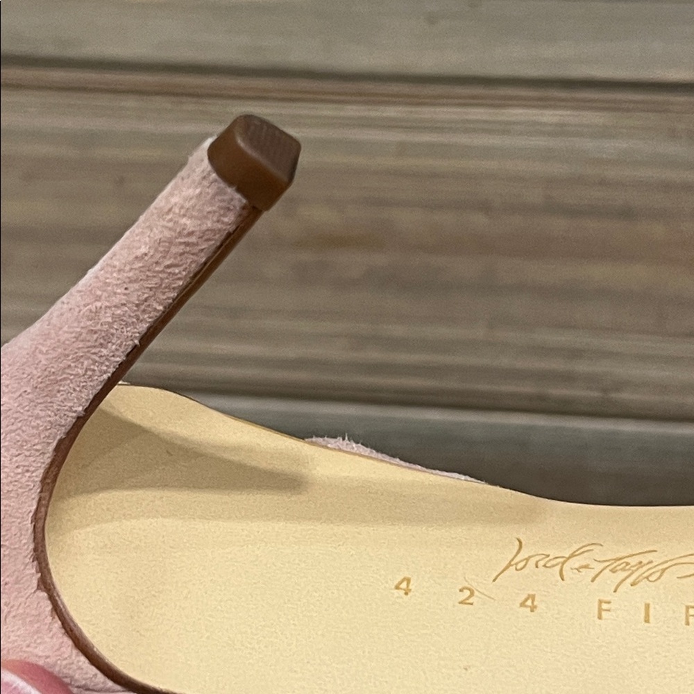 Lord & Taylor 424 Fifth Giovanna Blush Rose Suede Slingback Heels - Picture 6 of 14